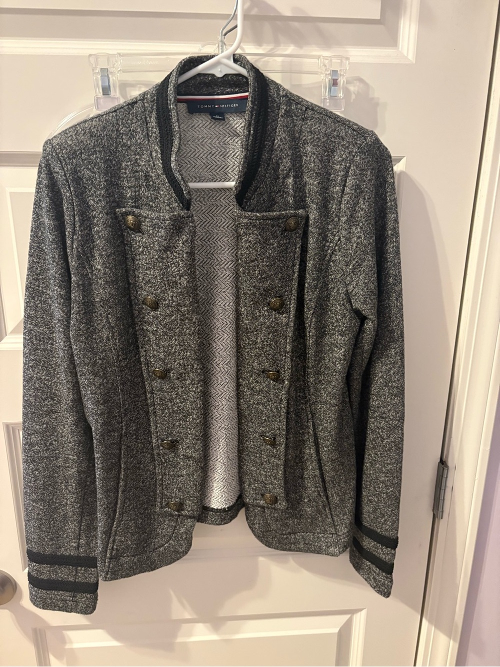 Tommy Hilfiger Gray Double-Breasted Military Style Blazer